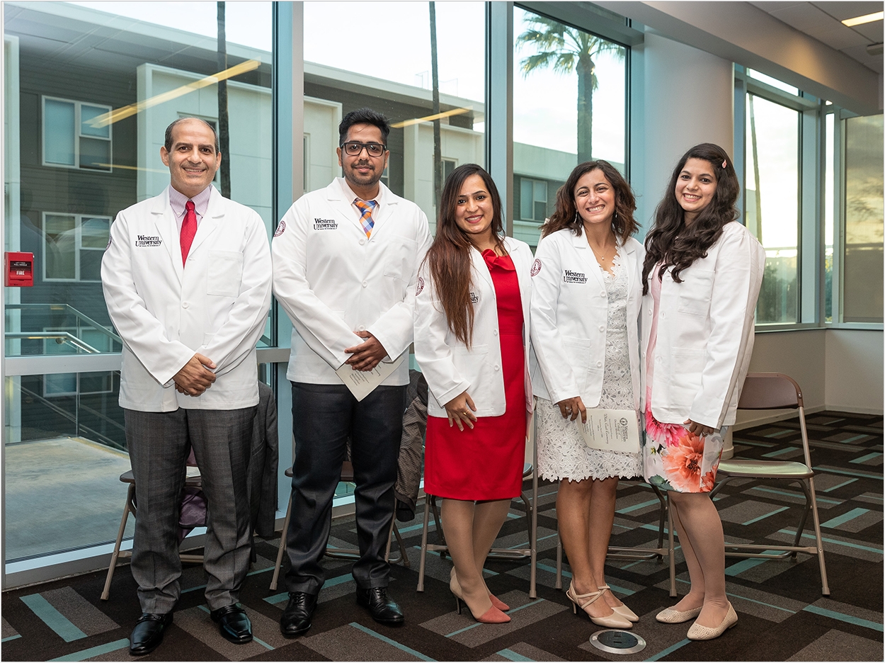 Left to right: Abdulwahab Al-Tikriti, Nitish Tewari, Ruchita Shah, Hanaa Selim-Gobriel, and Zainab Bhagat. Mirza Hasanefendic, WesternU