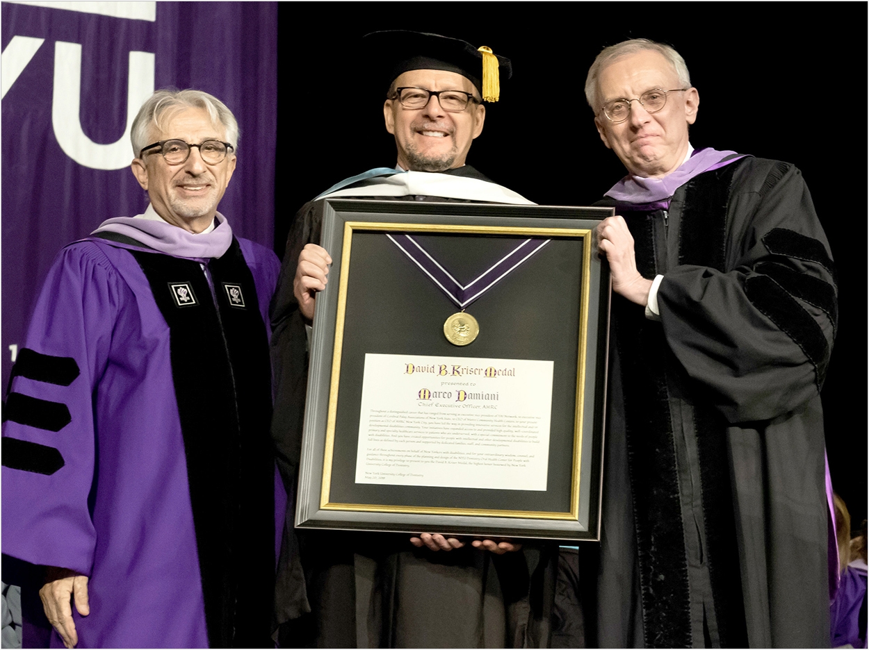 Marco Damiani, CEO of AHRC New York City, Receives the Kriser Medal from the NYU College of Dentistry.