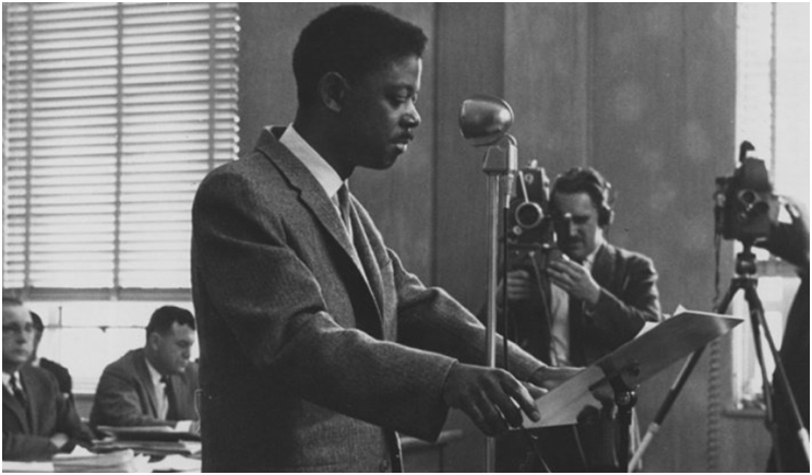 Figure 1: Dr. E.C. Moon speaks at a city council meeting on March 1, 1960. Photo by Jim Lucas, Oklahoma City Times.
