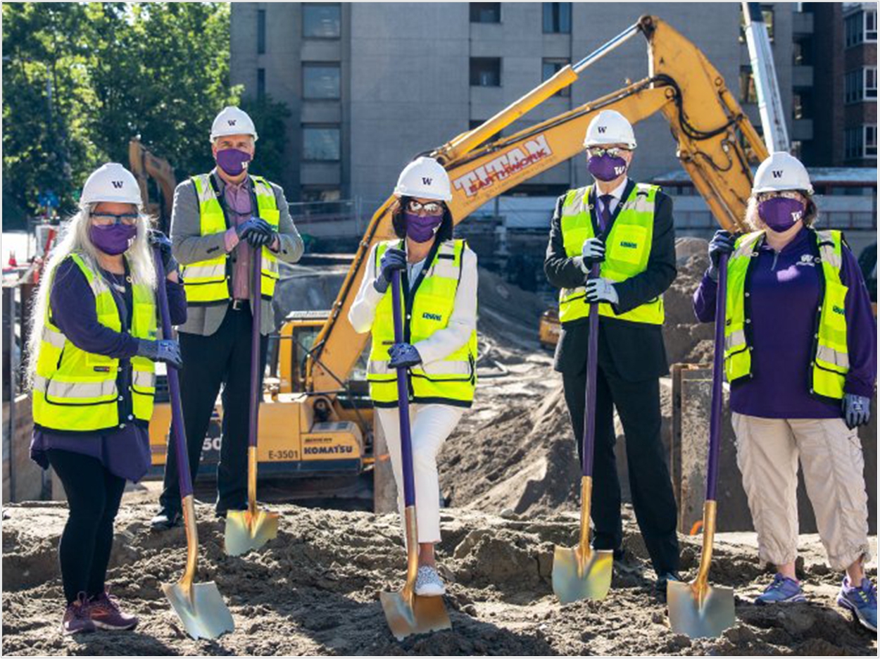 (left to right) Dean Edwina Uehara, School of Social Work; Dean Sean D. Sullivan, School of Pharmacy; Executive Dean Azita Emami, School of Nursing; Dean Gary Chiodo, School of Dentistry; and Dean Hilary Godwin, School of Public Health. Dennis Wise/University of Washington