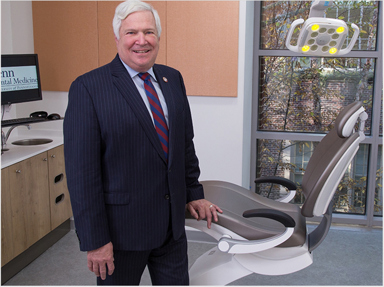 Dr. Mark Wolff, Morton Amsterdam Dean of Penn Dental Medicine, in one of the six private operatories.
