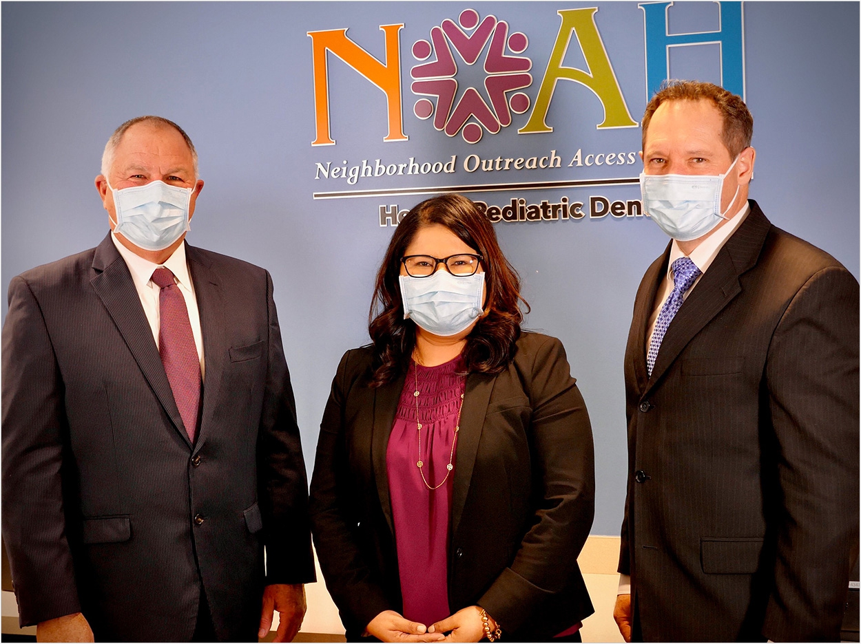 (Left to right) Delta Dental of Arizona CEO Allan Allford, NOAH CEO Wendy Armendariz, and HonorHealth Foundation president and CEO Jared Langkilde at NOAH Heuser Pediatric Dental.