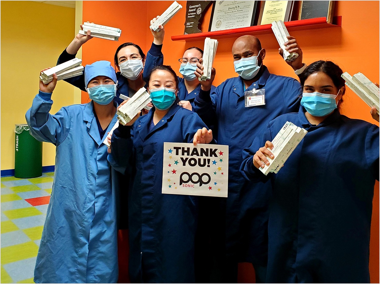 Staff at Children’s Dental Services in Minneapolis, MN are happy to receive toothbrushes from Pop Sonic. As members of the Dental Resource Program of America’s ToothFairy, the dental clinic benefits from product donations that help stretch their budgets to serve more low-income families and children with restricted access to dental care.