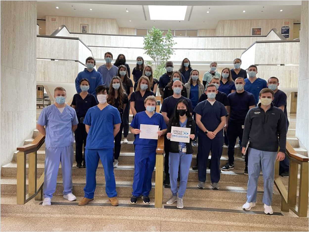 Dental students wear blue to spread the word about inclusion. Sarah Feltz photo