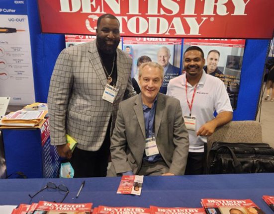 Kendrick Perkins at CDA visits the Dentistry Today booth.